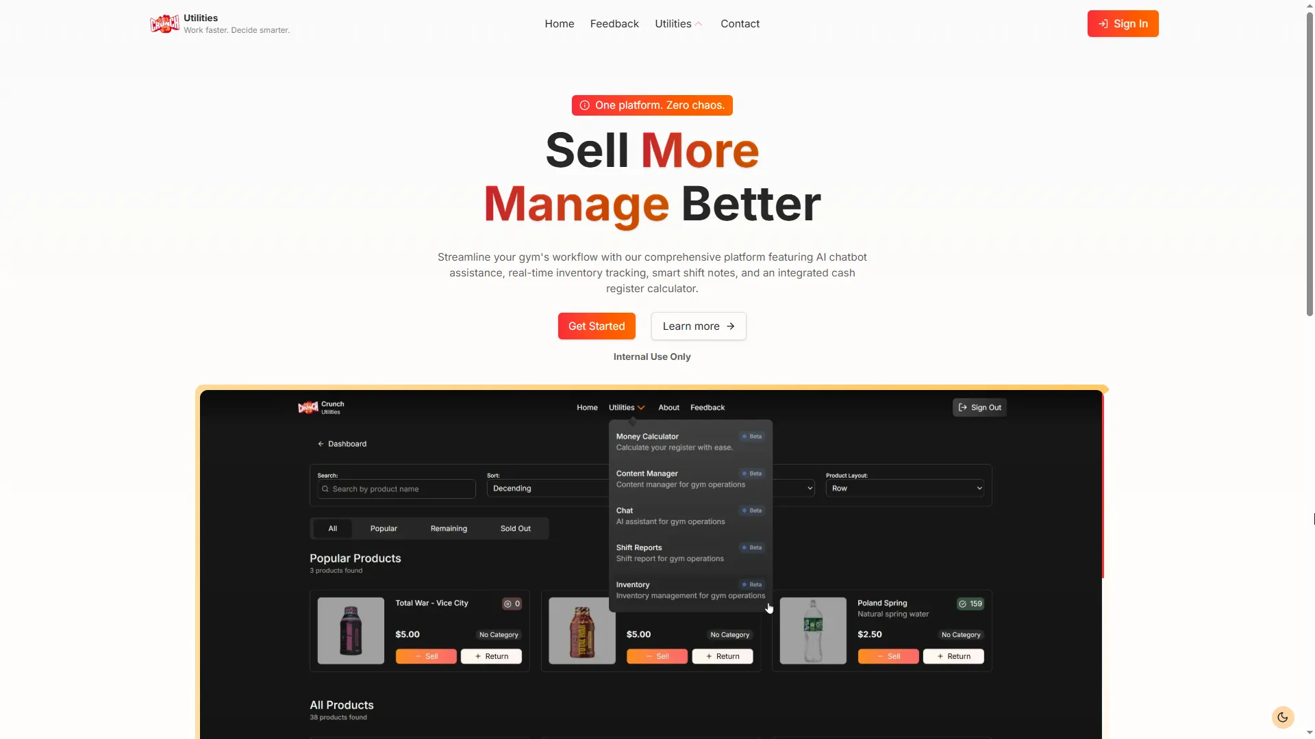 Crunch Fitness Utilities homepage