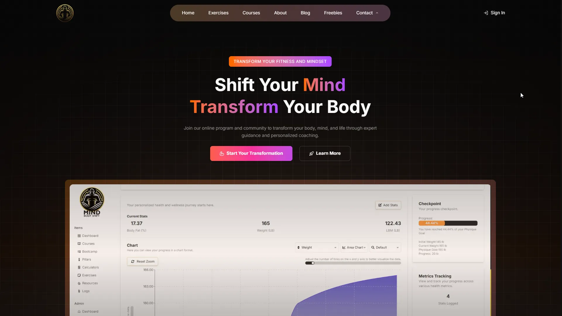 Mind Body Shift homepage