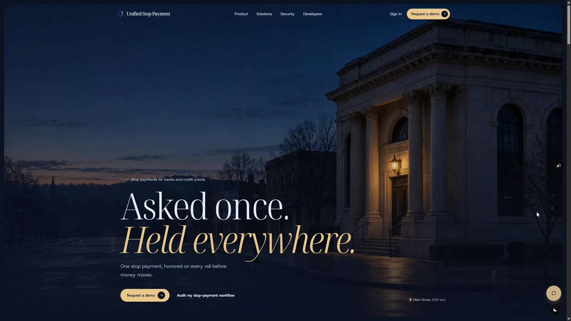 Unified Stop Payment homepage